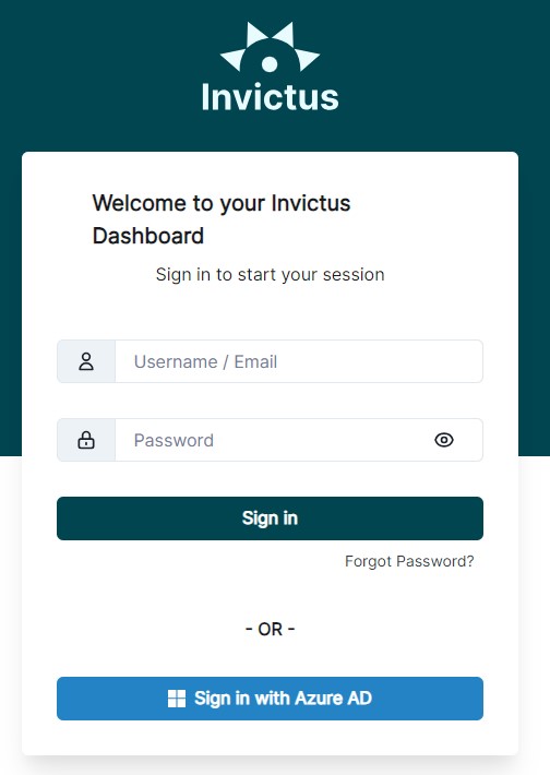 Dashboard login page